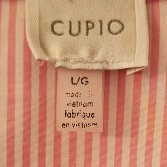 CUPIO Pink White Stripe Wrap Side Bow Button Down Shirt Long Sleeve Blouse Sz L - Picture 8 of 8